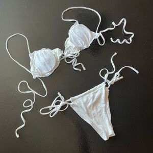 NEW White Eyelet String Bikini Swimsuit